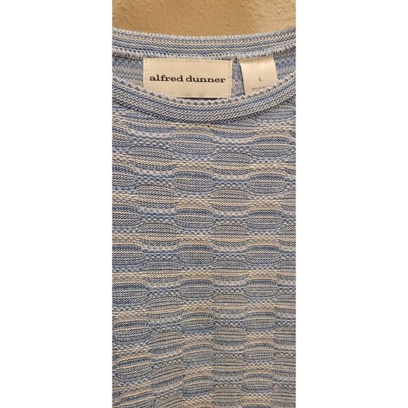 Women's alfred dunner L pull over shirt acrylic rayon. blue, gray, beige Stripes - Picture 4 of 4